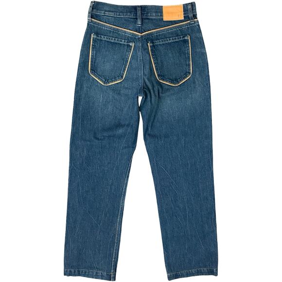 Banana Republic High Rise Vintage Straight Brown Piping Trim Blue Jeans size 26 - Picture 8 of 11